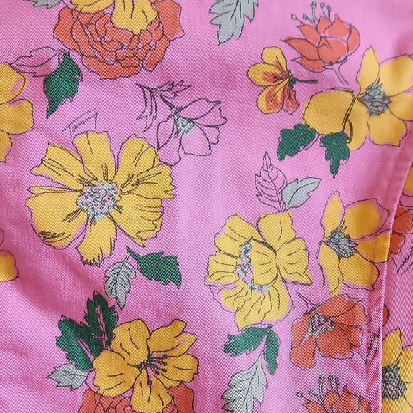 Vintage Women's Tommy Jeans Pink Yellow Floral Tie Front Blazer Jacket Y2K SM - Picture 4 of 14